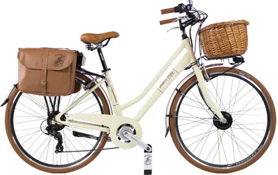 Obrázok produktu pre Elektrický bicykel Dolce Vita by Canellini bicykel mestský bicykel žena hliník s košíkom a bočnou taškou - Béžová 43