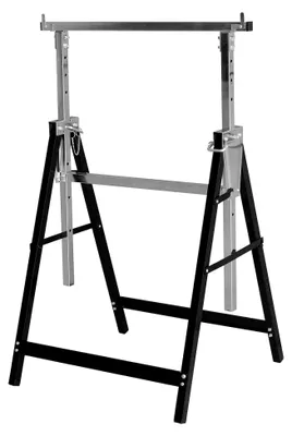 Produktbild von Metallbock 200 kg - Klappbar - Variable Arbeitshöhe von 800 - 1300 mm - 7-stufige Höhenverstellung - Mit Rasthaken / Unterstellbock aus Metall / Teleskop-Arbeitsbock / Gerüstbock / 5258110