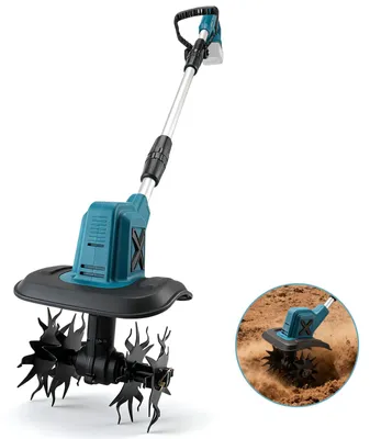 Immagine prodotto di Frantoio elettrico da giardino - Motore brushless da 550W - Zappa/cultivatore per la lavorazione del terreno - A batteria - Colore blu