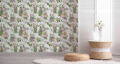 Produktbild von 10 m Rolle Vlies Tapete Aquarell Blätter und Blumen XXL