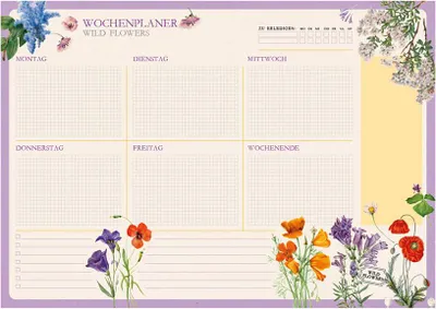 Produktbild von a4 Wochenplaner Block botanical Wildblumen aleman kokonote