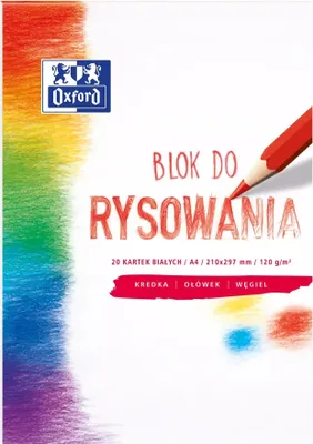 Zdjęcie produktu dla Blok do rysowania A4 20 kartek, biały, Oxford