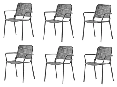 Immagine prodotto di Set di 6 sedie, colore grigio, comode, dal design moderno ed elegante, in metallo, pratiche