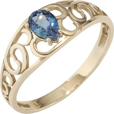 Produktbild von JOBO Damen Ring 585 Gold Gelbgold 1 Safir blau Goldring Größe 58