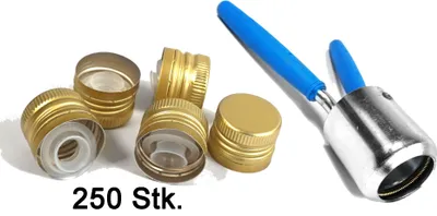 Produktbild von Kapselversiegler Flaschen Verschliesser Öl Verschluss mit Handschraubverschlüsse Kapselversiegler für PP31,5 PP31,5 Öl gold 250 Stk.
