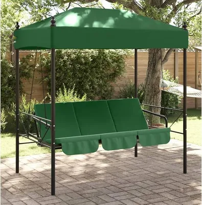 Produktbild von Hollywoodschaukel mit Dach Grün Stahl, Gartenschaukel, Garten Schaukel, Schaukelgestell, Schaukel Garten, Schaukelgerüst - 4008902