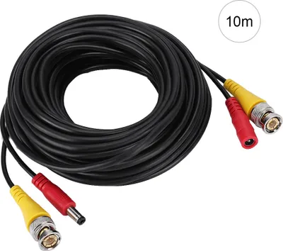 Obrázek produktu pro Prodlužovací kabel BNC+DC pro dohledové kamery CCTV, černý kabel (10 m)
