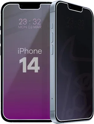 Produktbild von Hybridglas mit Privatschutzfilter für iPhone 14, Bizon Glass Mule Shadow, Matt