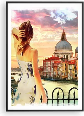 Produktbild von Gerahmtes Poster - Schwarzer Rahmen - Venedig Brücke Wasser - 70x100 cm - Wand Bild - Wanddeko - Wandbilder - Wandposter - Bilderrahmen - Bilder - Kunstdruck - Wandbild - P2BPA70x100-3495