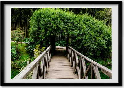 Produktbild von Bild - Bilderrahmen - 100 cm x 70 cm - MDF - Rahmen - Foto - Wandkunst Brücke über den Fluss