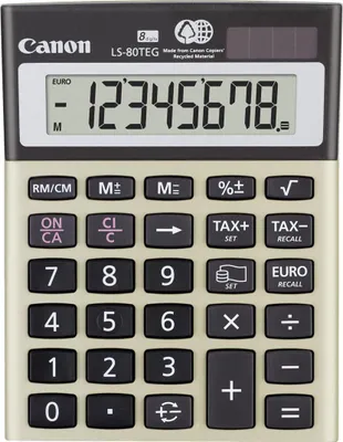 Produktbild von Canon LS-80TEG, 15.4 x 6.75 mm, 76 x 17.2 mm, RM/CM, M+, M-, CR2032, 128 g, 105 x 140 x 32 mm