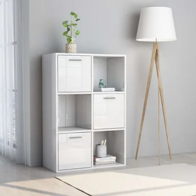 Produktbild von vidaXL Lagerschrank Hochglanz-Weiß 60x29,5x90 cm Holzwerkstoff