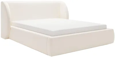 Productafbeelding van Gestoffeerd bed 160 x 200 Barcelona - Gestoffeerd bed met opbergruimte, metalen lattenbodem - Tweepersoonsbed, fluweel (crème - Komodo 10)