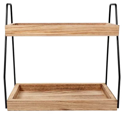Produktbild von Doppelstöckiges Gewürzregal aus Holz für die Arbeitsplatte – Praktischer Organizer für Küche und Badezimmer