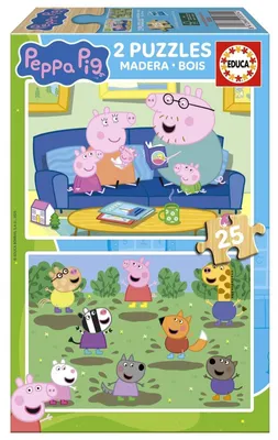 Zdjęcie produktu dla Puzzle drewniane 2x25 elementów Świnka Peppa 113784