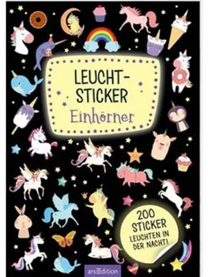 Produktbild von Leucht-Sticker – Einhörner: 200 Sticker leuchten in der Nacht! | Stickerheft mit nachtleuchtendem Spezialeffekt (Dekosticker)