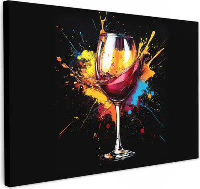 Produktbild von Leinwand Bilder 30x20 cm - Graffiti - Wein, Wandbilder, Wanddeko Wohnzimmer, Bild