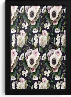 Produktbild von MuchoWow® MuchoWow® Gerahmtes Poster Blumen - Anemone - Muster 20x30 cm - Poster mit zchwarzem Bilderrahmen - Drucken - Bilder Poster im Rahmen