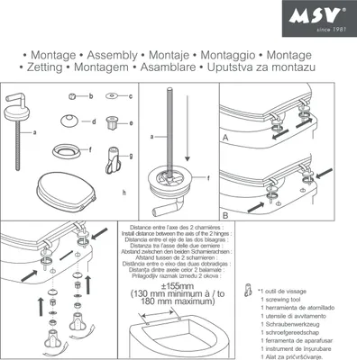 Produktbild von MSV WC Sitz Toilettendeckel MDF Holzkern „Sofaia“ Scharniere aus Edelstahl - hochwertige und stabile Qualität