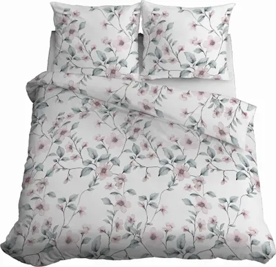 Produktbild von Satin Bettwäsche 220x200 Blumen Mint Pink