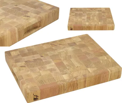 Zdjęcie produktu dla DESKA do krojenia SZTORCOWA END GRAIN BLOK dębowa olejowana 32x24x4 LOGO