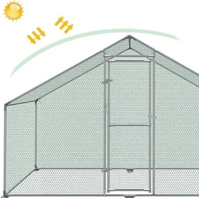 Produktbild von Große Tiergehege mit 12 m² - verzinktes Stahlgestell - PE-Sonnenschutznetz - Hühnerstall und Kaninchengehege