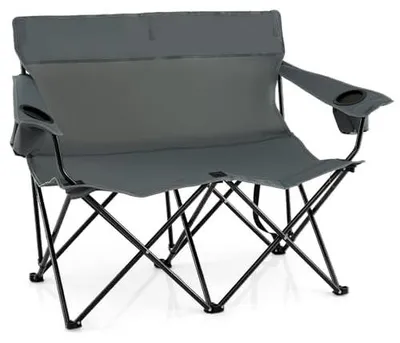 Image de Chaise de camping FANTASK pour 2 personnes, pliable, avec porte-gobelets, accoudoirs et