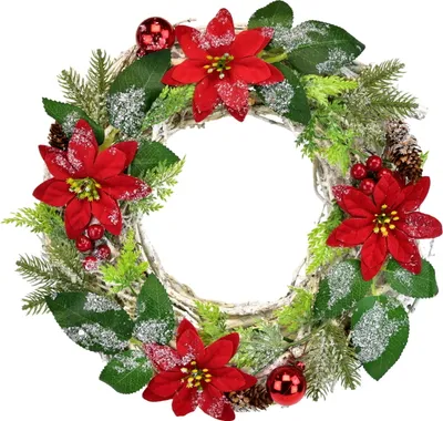 Produktbild von Weidenkranz mit rotem Weihnachtsstern Ø30 cm