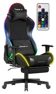 Immagine prodotto di Huzaro Force 5.7 RGB Black Carbon - Sedia da gioco, illuminazione LED, braccioli 2D, poggiapiedi, inclinazione 155°, cuscino, SGS, 136 kg
