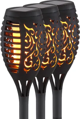 Produktbild von 3er Set LED Solar-Steckleuchte, Stanzungen, schwarz, H 49,5 cm