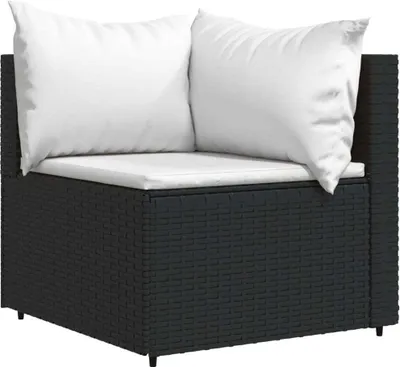 Obrázok produktu pre vidaXL Záhradná rohová pohovka s vankúšom Black Poly Rattan