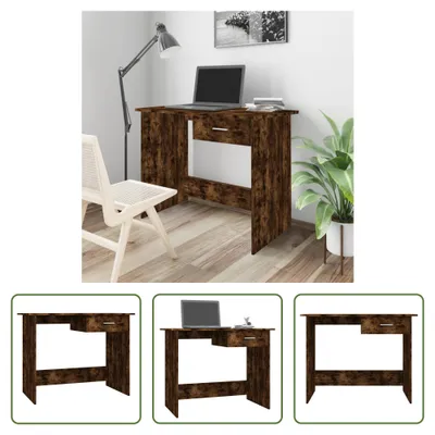 Produktbild von The Living Store Schreibtisch Räuchereiche 100x50x76 cm Holzwerkstoff