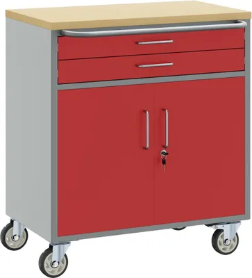 Immagine prodotto di vidaXL Banco da lavoro rosso e grigio 75 x 45 x 85 cm Ingegneri Legno e acciaio
