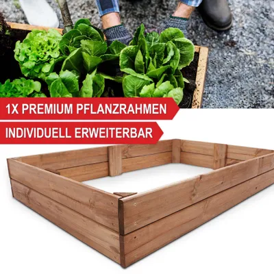 Produktbild von Beetrahmen ONBEST 3er Set | Massivholz mit Lasur | Inkl. Pflanzvlies | Stapelbar zum Hochbeet