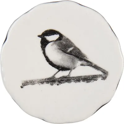 Produktbild von Clayre & Eef Türknauf Ø 4 cm Weiß Schwarz Keramik Vogel