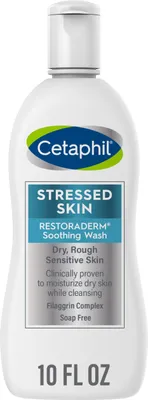 Produktbild von Reinigungslotion, Cetaphil, Restoraderm, Gestresste Haut, für trockene, gestresste, empfindliche Haut, für 24h Feuchtigkeitspflege, parfümfrei, seifenfrei, 296ml