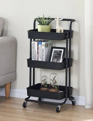 Produktbild von Servierwagen Multifunktionswagen Abstellwagen Kosmetikstudiowagen Schwarz 43x36x86cm