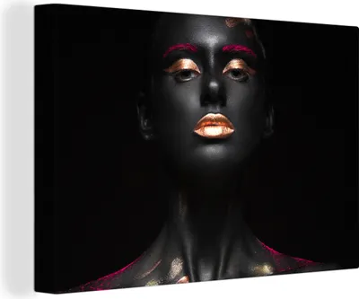 Produktbild von OneMillionCanvasses® - Leinwandbilder - 150x100 cm, Frau - Gold - Schwarz, Wandbilder Kunstdruck Wanddekoration