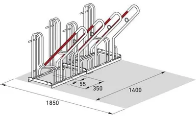 Produktbild von Fahrradständer mit Anlehnbügel 4504 | 4 Räder einseitig | RA 350mm
