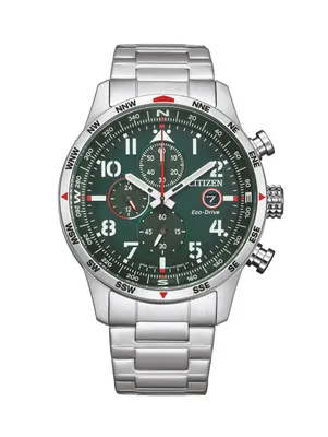 Produktbild von Uhr, Analog, Chrono, Silber, Grün