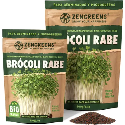 Imagen del producto de ZenGreens® Semillas Eco para Germinar Grelo 200 g – Brotes y Microgreens