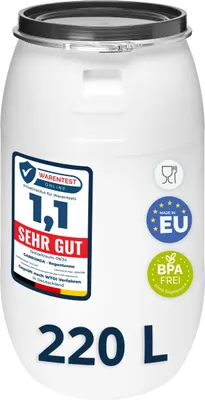 Image de Garronda Fût en plastique 220L Fût alimentaire en plastique HDPE pour maison&jardin GD-0078, Blanc