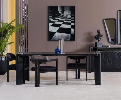 Produktbild von Esszimmer Set 6x Stühle Esstisch Esszimmer Designer Holz Stuhl Garnitur Neu