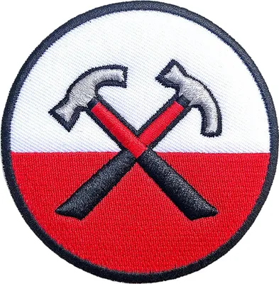 Produktbild von Pink Floyd - Kreis-Stil - Aufnäher zum Aufbügeln "The Wall Hammers" - Baumwolle 3D RO8999 (Einheitsgröße) (Weiß/Rot)