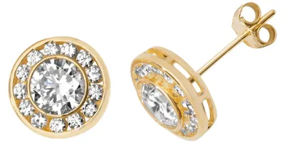 Produktbild von Atemberaubende 9 Karat (375) Gold Damen - Paar Ohrstecker mit Zirkonia - 10mm*10mm; TRS27127