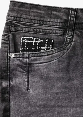Produktbild von CECIL Straight Jeans 'Jeans mit Bouclé-Detail', B378532, mid grey used wash, Gr. 30 x 30