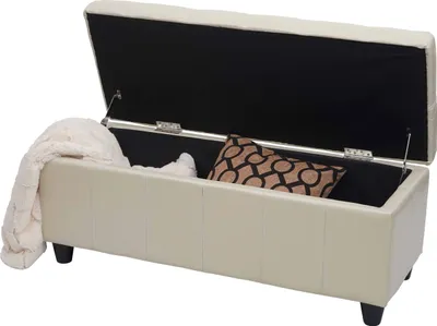 Produktbild von Aufbewahrungs-Truhe Kriens, Sitzbank Bank, Kunstleder, 45x114x45cm  creme
