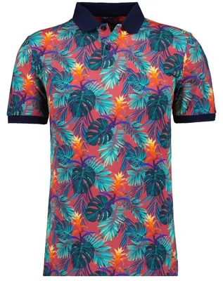 Ragman Polo alloverprint in blau