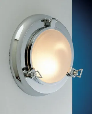 Produktbild von LED Wandleuchte Messing Glas in Chrom Schiffslampe Bullauge Badezimmer Flur