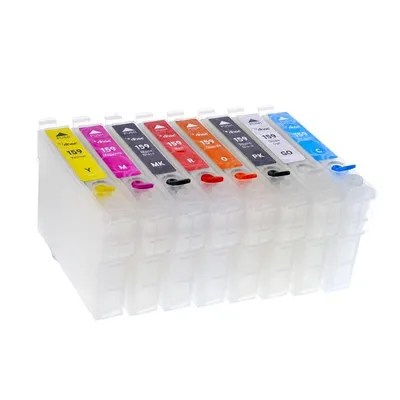 Image de Cartouches d'encre rechargeables T1590-T1599 avec puces de réinitialisation automatique pour l'imprimante Epson Stylus Photo R2000 (T1591, T1592, T1593, T1594, T1597, T1598, T1599)